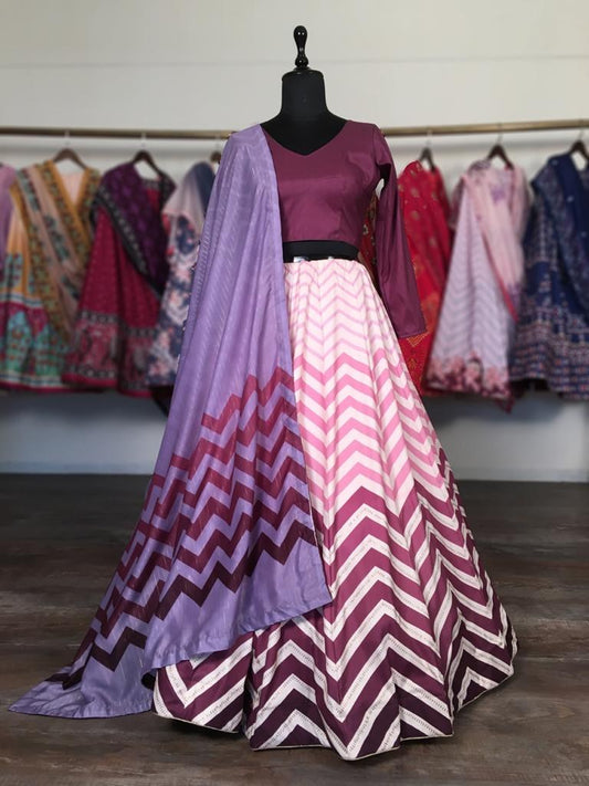 White vaishali silk multicolor digital printed lehenga choli