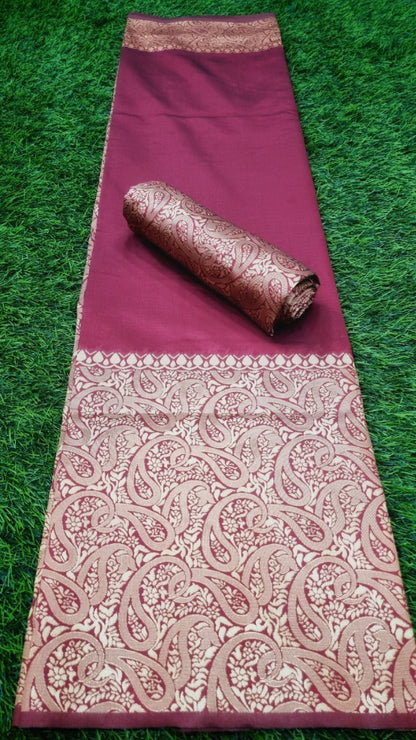 Wine banarasi kota silk jacquard weaving work wedding saree