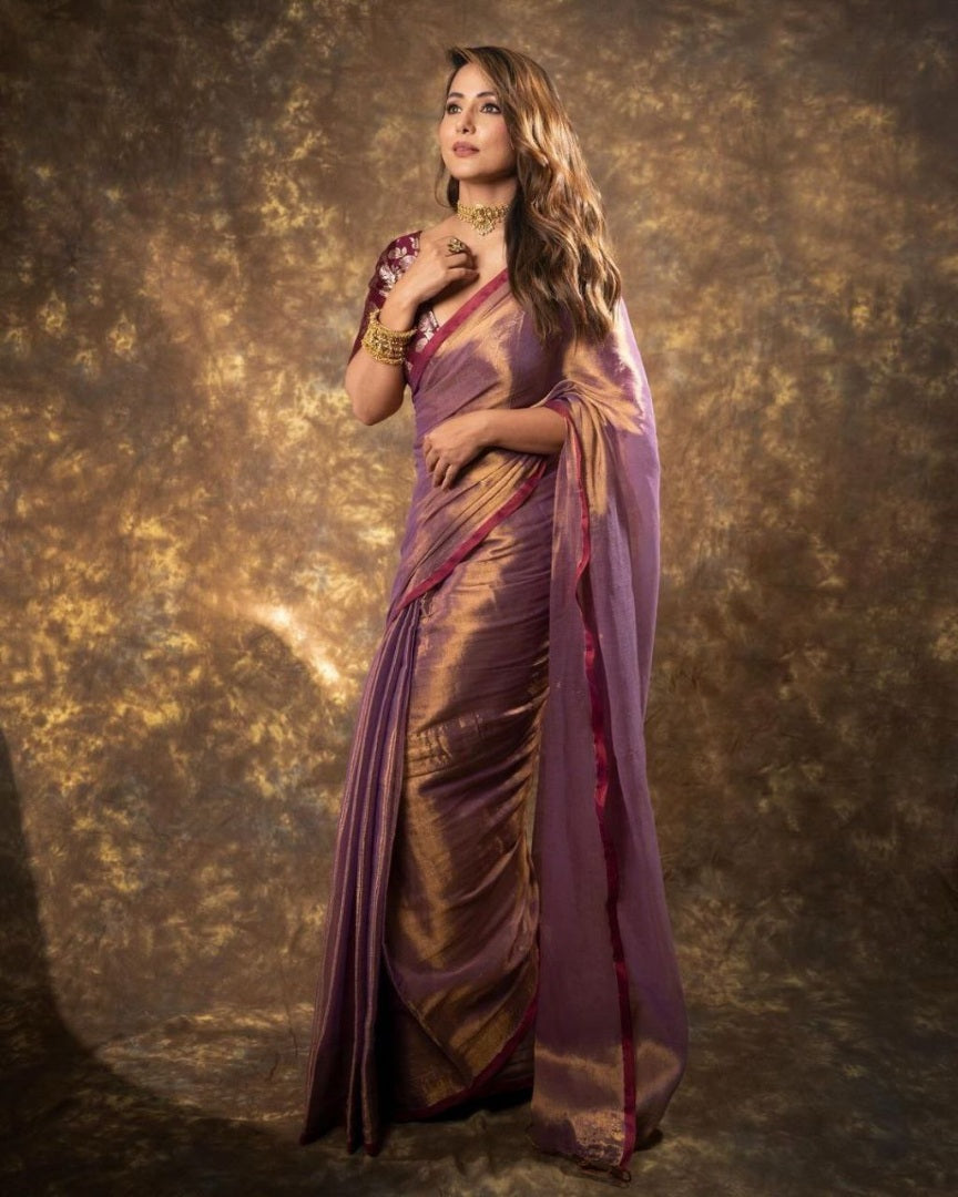 Wine jimmy silk party wear saree