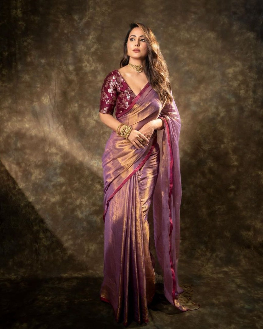 Wine jimmy silk party wear saree