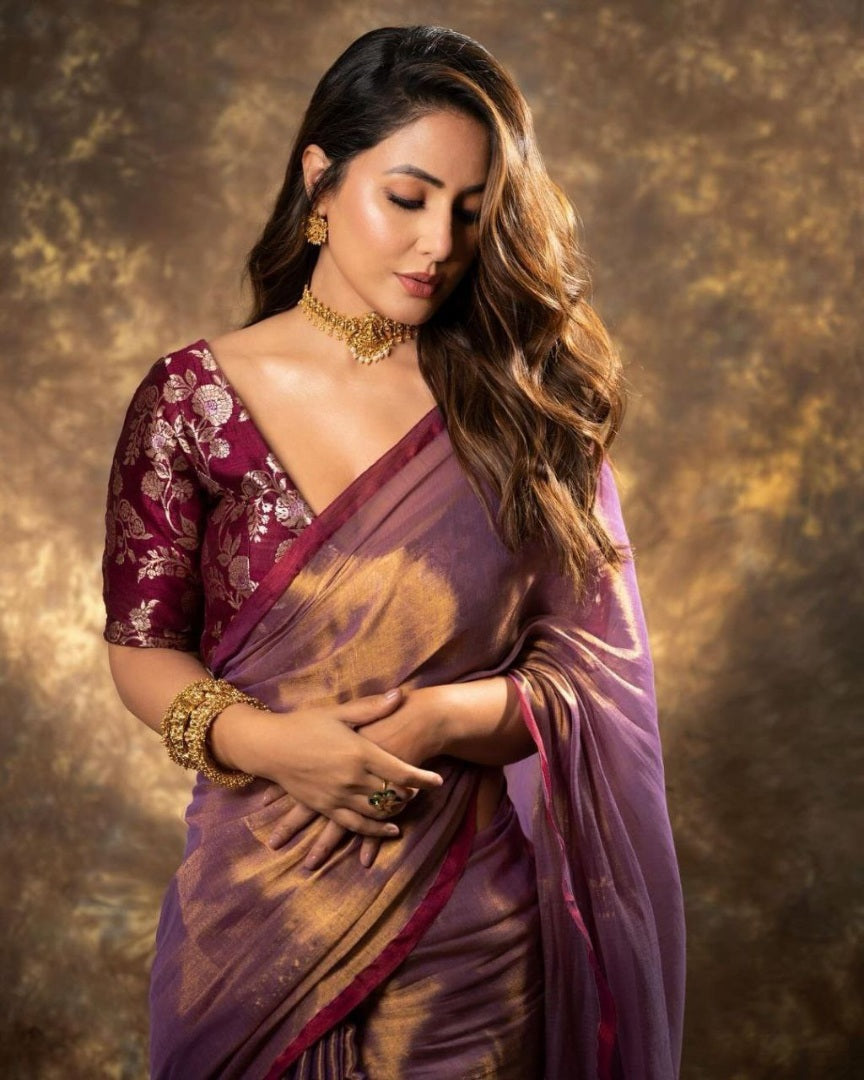 Wine jimmy silk party wear saree