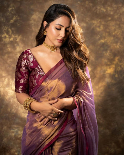 Wine jimmy silk party wear saree