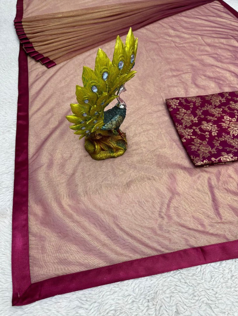 Wine jimmy silk party wear saree