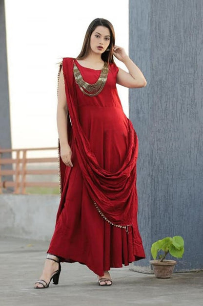 wine maroon heavy reyon stylist kurti