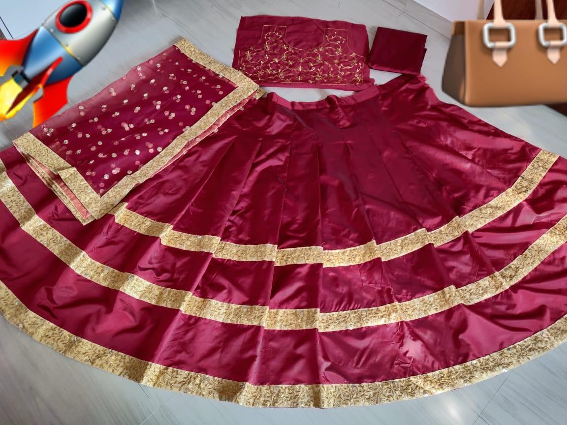 wine pink tapeta silk beautiful and stylist partywear lehenga