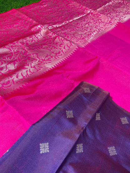 Wine soft lichi silk jacquard weaving border work saree