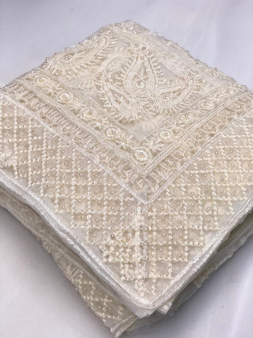 yami gautam off white net heavy embroidered threadwork and motiwork designer saree