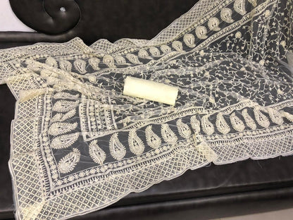 yami gautam off white net heavy embroidered threadwork and motiwork designer saree