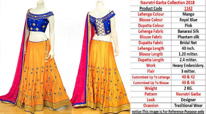 yellow banarasi silk embroidered festival wear lehenga choli