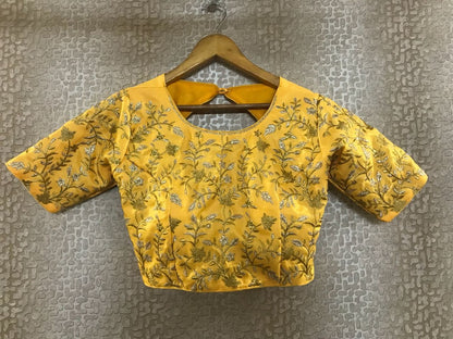 yellow banglori satin embroidered ceremonial lehenga