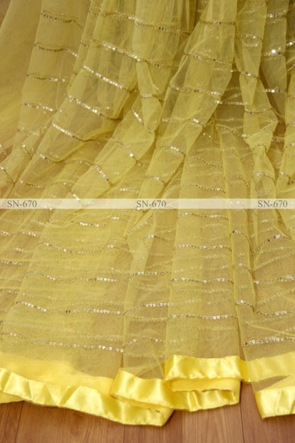Yellow butterfly mono net saree