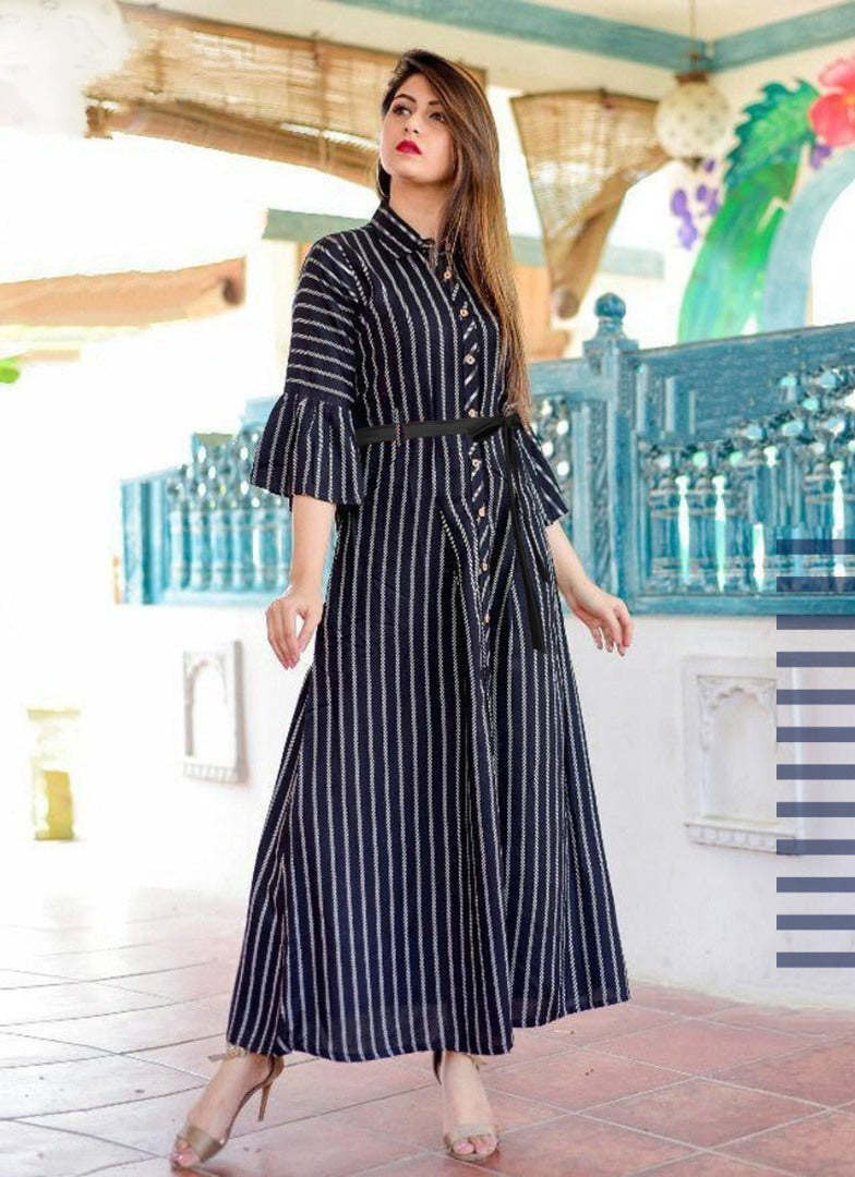 yellow cotton lining print kurti