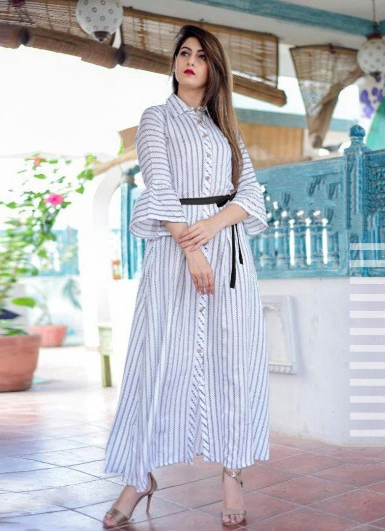 yellow cotton lining print kurti