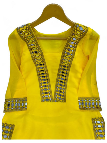 Yellow designer palazzo suit