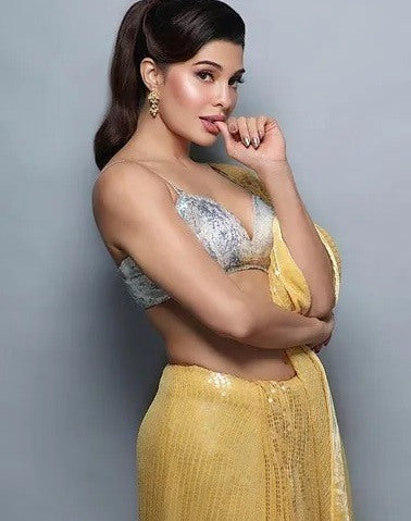 Yellow Designer sequence work glamorous partywear saree