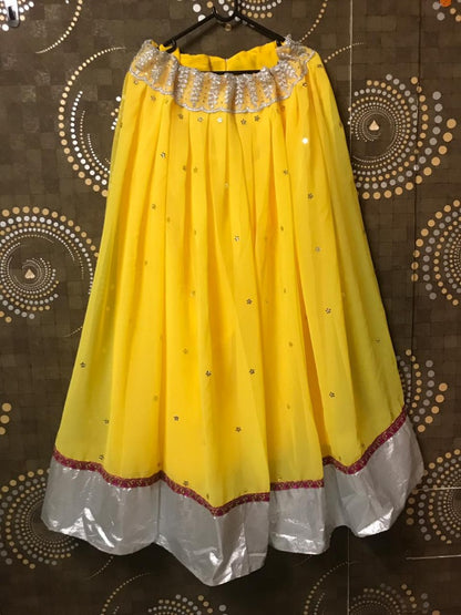 yellow georgette beautiful ceremonial lehenga choli