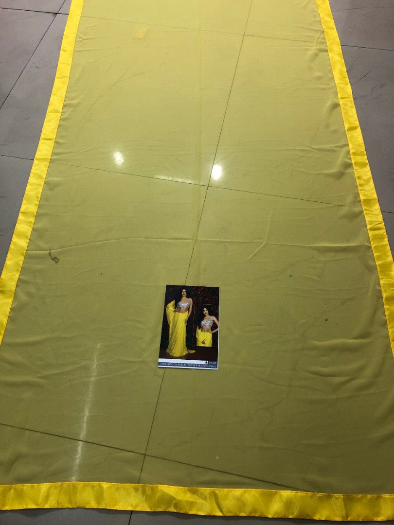 Yellow georgette beautiful partywear saree