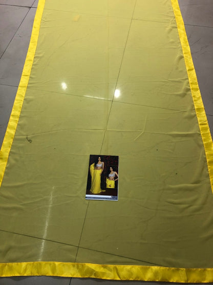Yellow georgette beautiful partywear saree