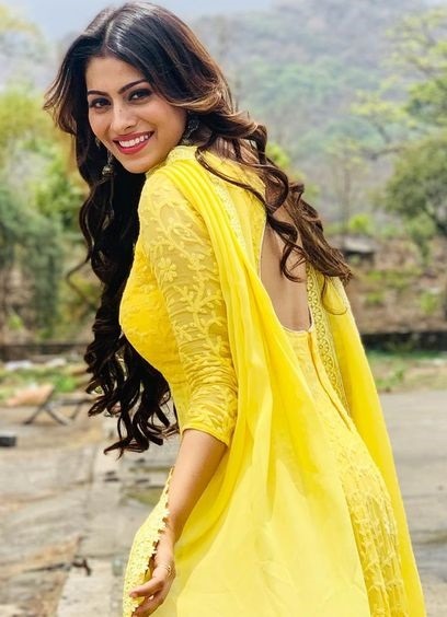 Yellow georgette embroidered anarkali suit