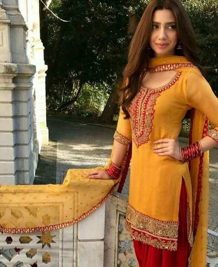 Yellow georgette embroidered dhoti salwar suit