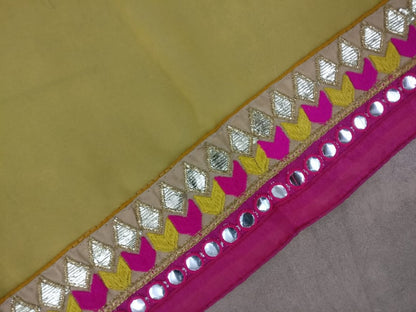 Yellow georgette embroidered partywear saree