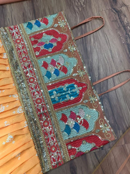 Yellow georgette embroidered sharara suit