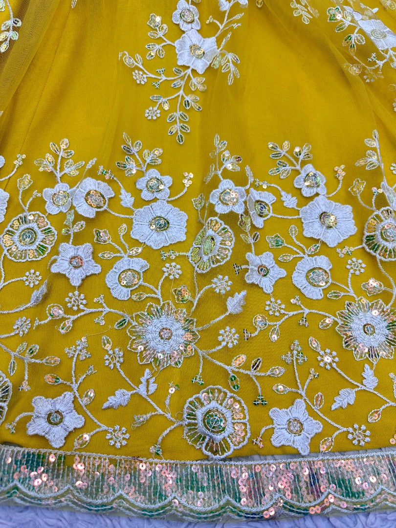 Yellow heavy work designer ceremonial lehenga choli