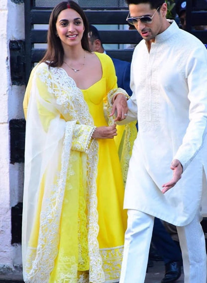 Yellow kiara advani anarkali suit