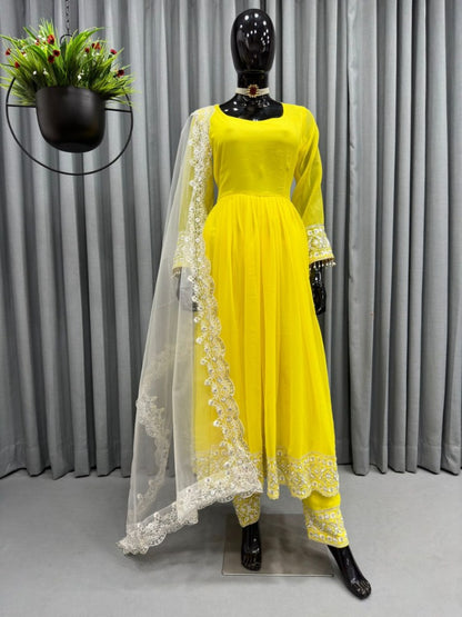 Yellow kiara advani anarkali suit
