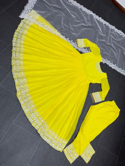 Yellow kiara advani anarkali suit
