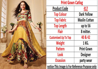 yellow maslin cotton multicolor printed kurti