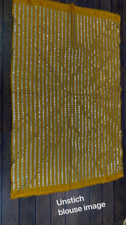 Yellow net sequence embroidery work ruffle lehenga choli for ceremony