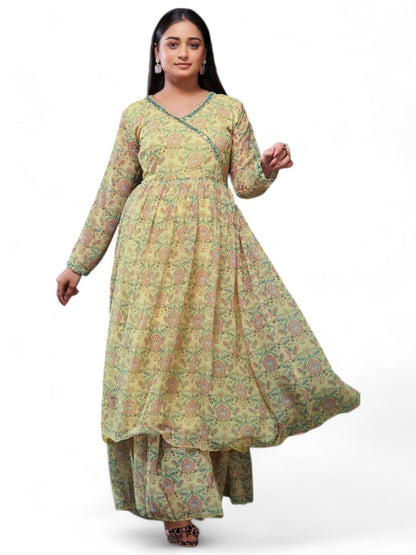 Yellow printed sharara kurti