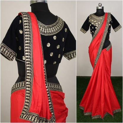 Yellow sana silk designer embroidered saree