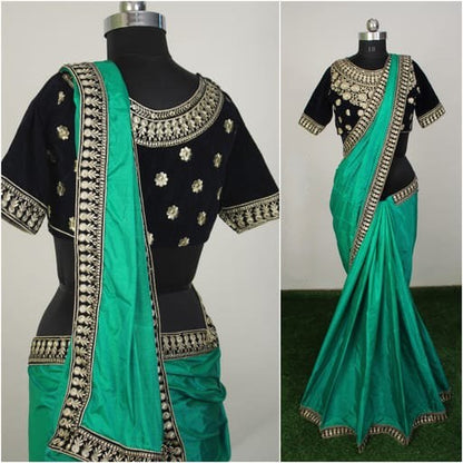 Yellow sana silk designer embroidered saree