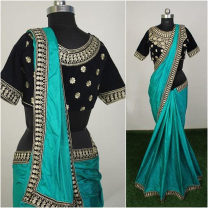Yellow sana silk designer embroidered saree