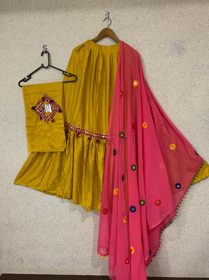 Yellow soft rayon stylist navratri special lehengha choli