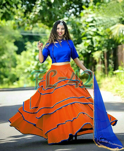 Yellow two tone tapeta silk plain lehenga choli