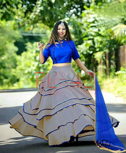 Yellow two tone tapeta silk plain lehenga choli