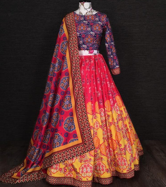 Yellow vaishali silk digital printed traditional lehenga choli