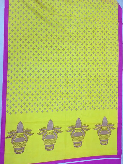 Yellow vivo silk printed bollywood style saree