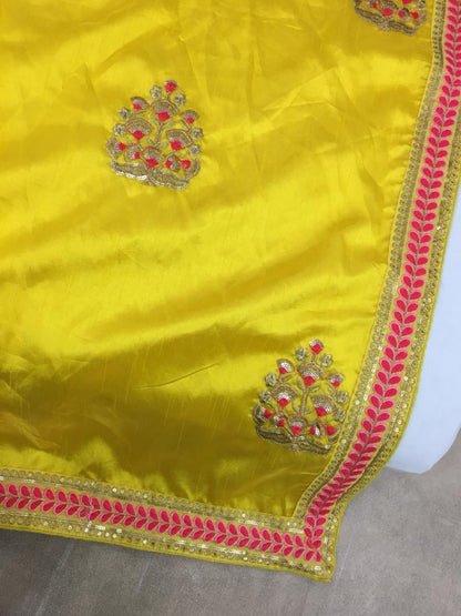 yellow zoya silk embroidered festival saree